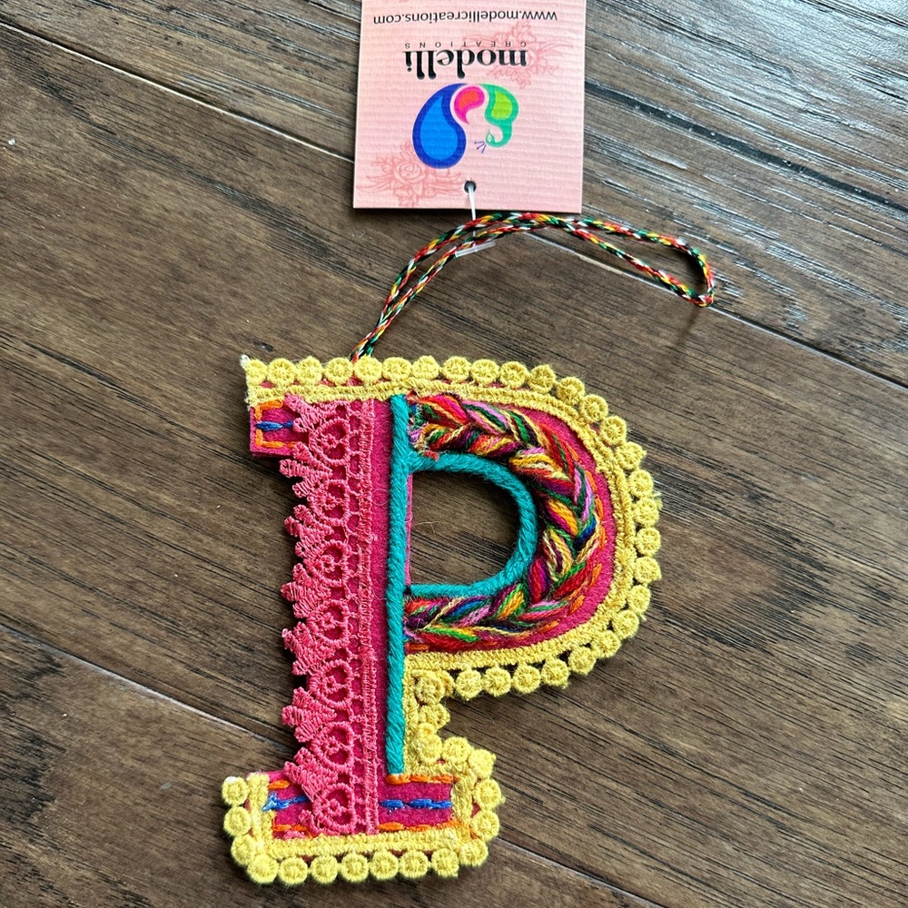 Only ONE left!! Felt Letter P Ornament /Present Topper